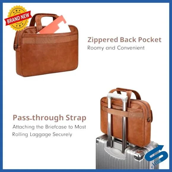 Leather Laptop Messenger Bag Waterproof Professional Office Travel Business